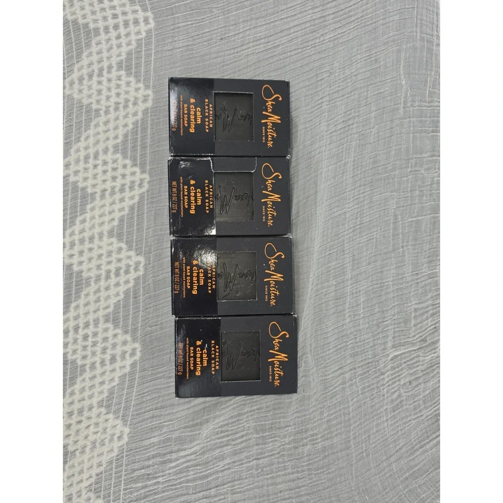 SheaMoisture African Black Soap Calm & Clearing Bar Soap 8 oz Lot of 4